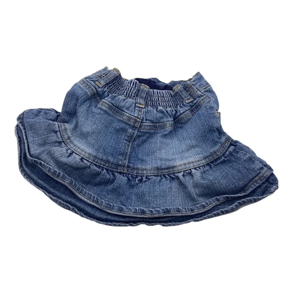The Childrens Place Stretch Denim Skirt Skort Baby Girl Size 24M Blue Ruffled‎